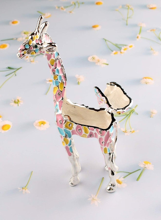 Xinkulas Colorful Giraffe Figurine Trinket Jewelry Box Collectibles Decoration Keepsake Box 5.1 Inches (Sliver) - Image 5